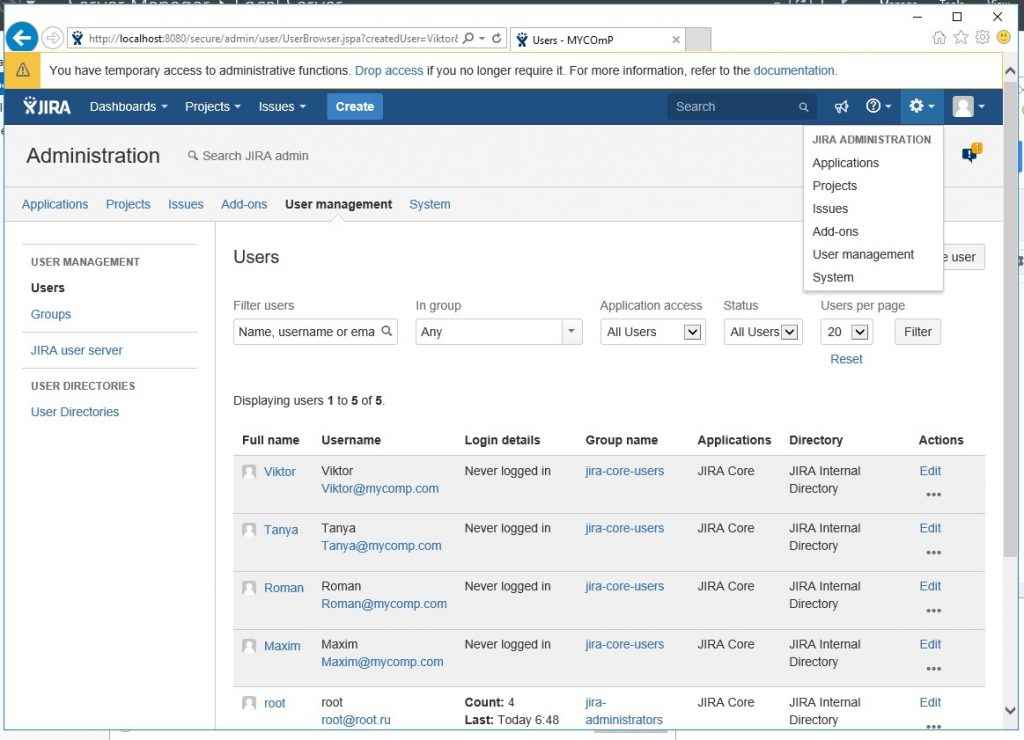 jira настройка рабочего стола
