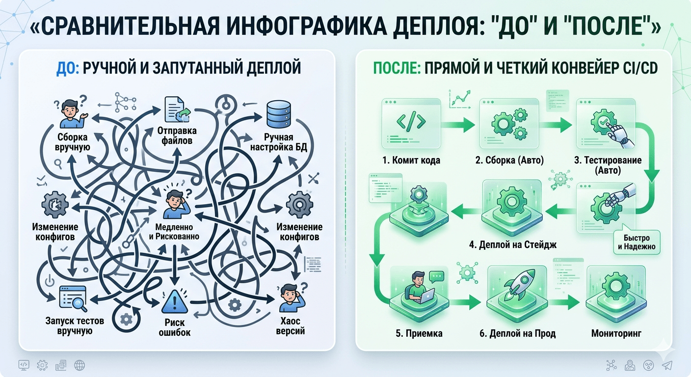 Кейс: как автоматизация деплоя сократила время выпуска продукта с 4 часов до 15 минут
