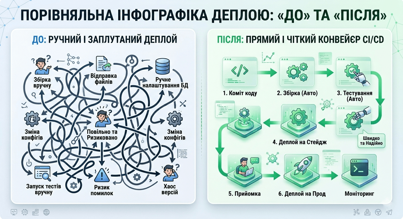 Кейс: як автоматизація деплою скоротила час випуску продукту з 4 годин до 15 хвилин