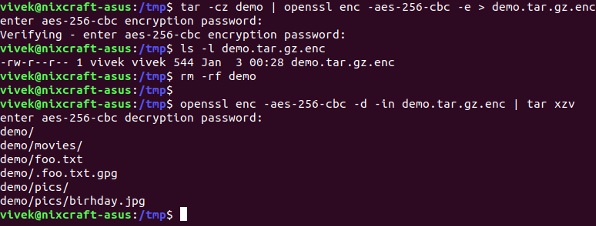 защитить архив паролем в linux