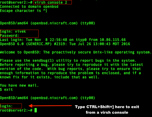 Linux kvm: как выйти из консоли virsh