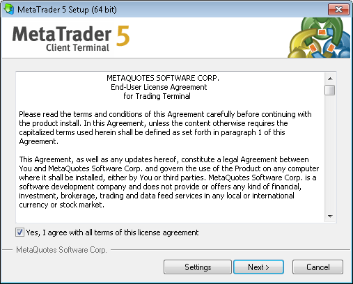 Установка MetaTraider 5