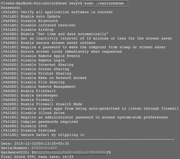 Как обезопасить и заблокировать Apple OS X 10.11