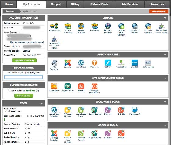 Установка и использование cPanel