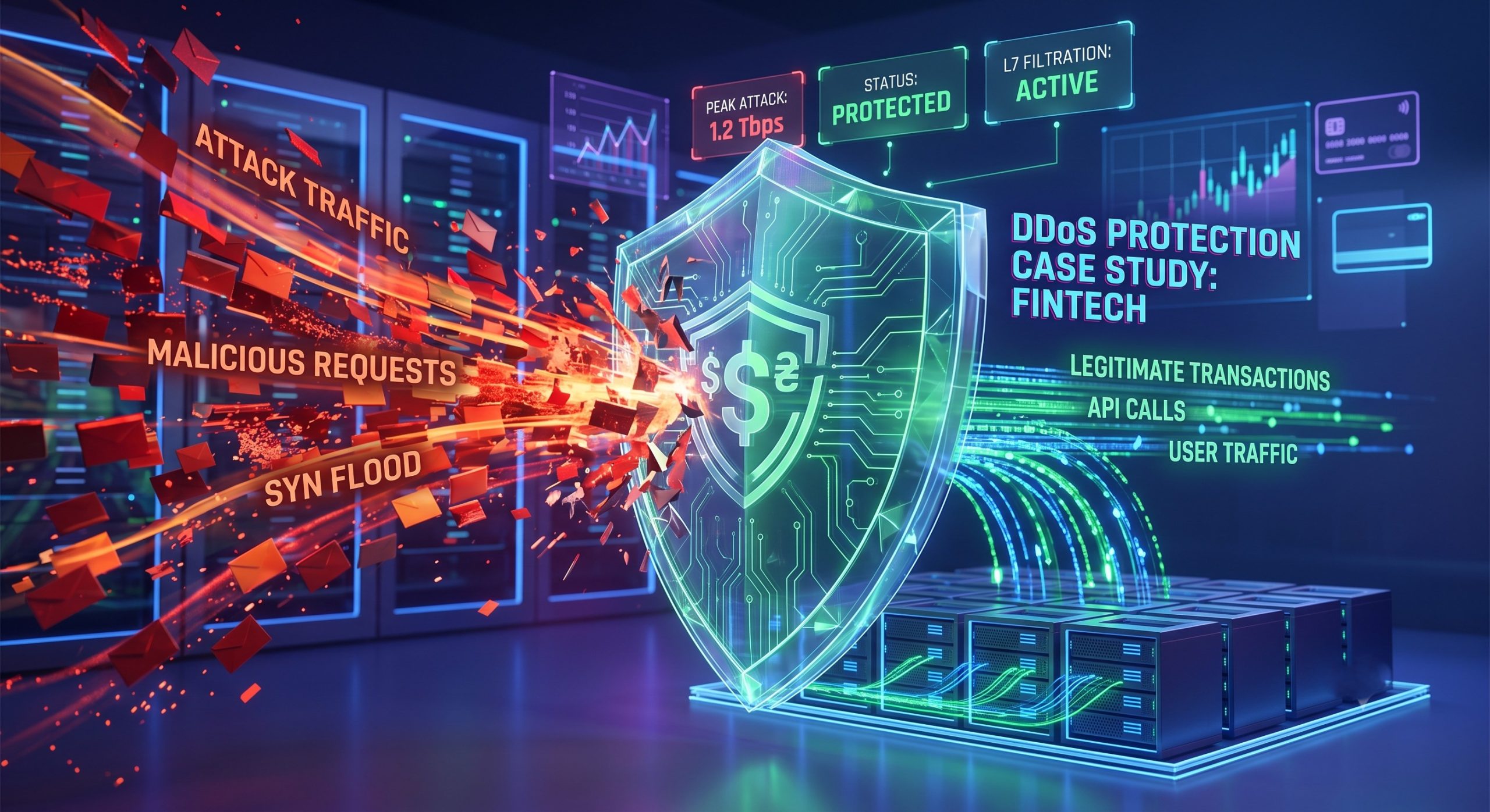 Схема мережевої фільтрації та безпеки сервера при багатоуровневій DDoS-атаці L3 L7
