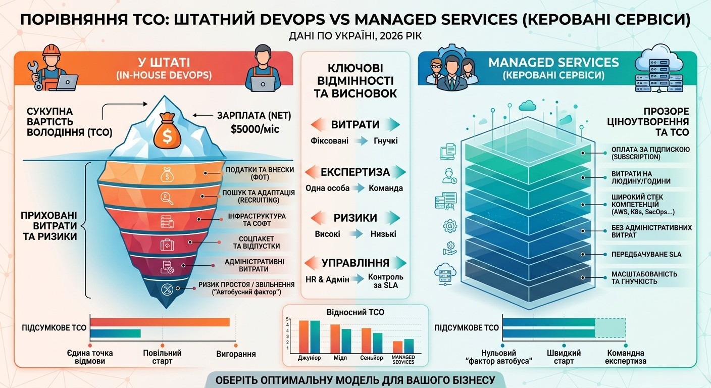 реальна вартість devops інженера в відсотку TCO порівняно з аутсорсингом