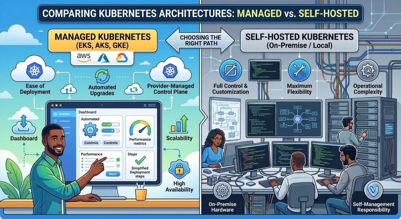 Managed Kubernetes (EKS, AKS, GKE) vs Self-Hosted: За и против при выборе архитектуры